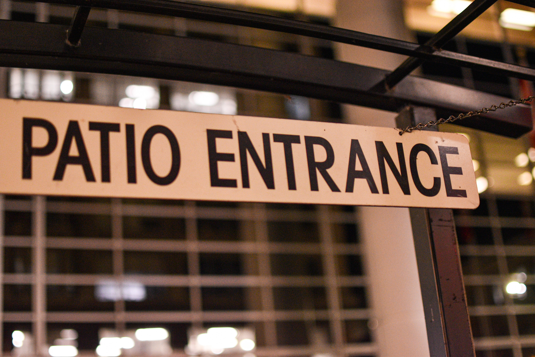 Patio entrance sign