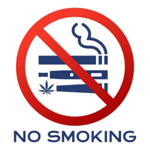 No smoking, no vaping, no marijuana use sign
