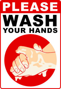 Hand washing signs reduce the spread of disease.
