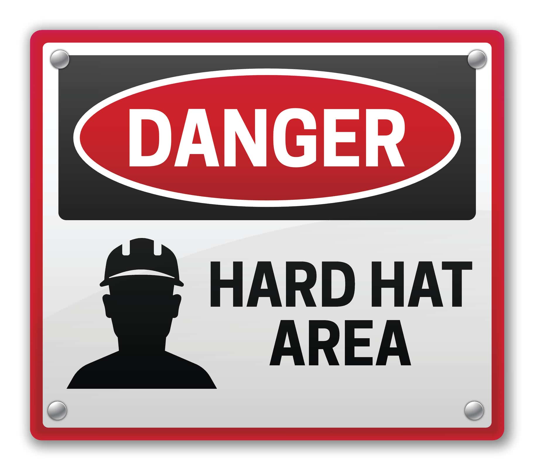 Danger hard hat area construction warning sign
