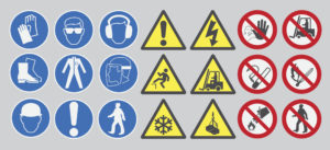 Examples of health and safety signage that protect staff from known hazards
