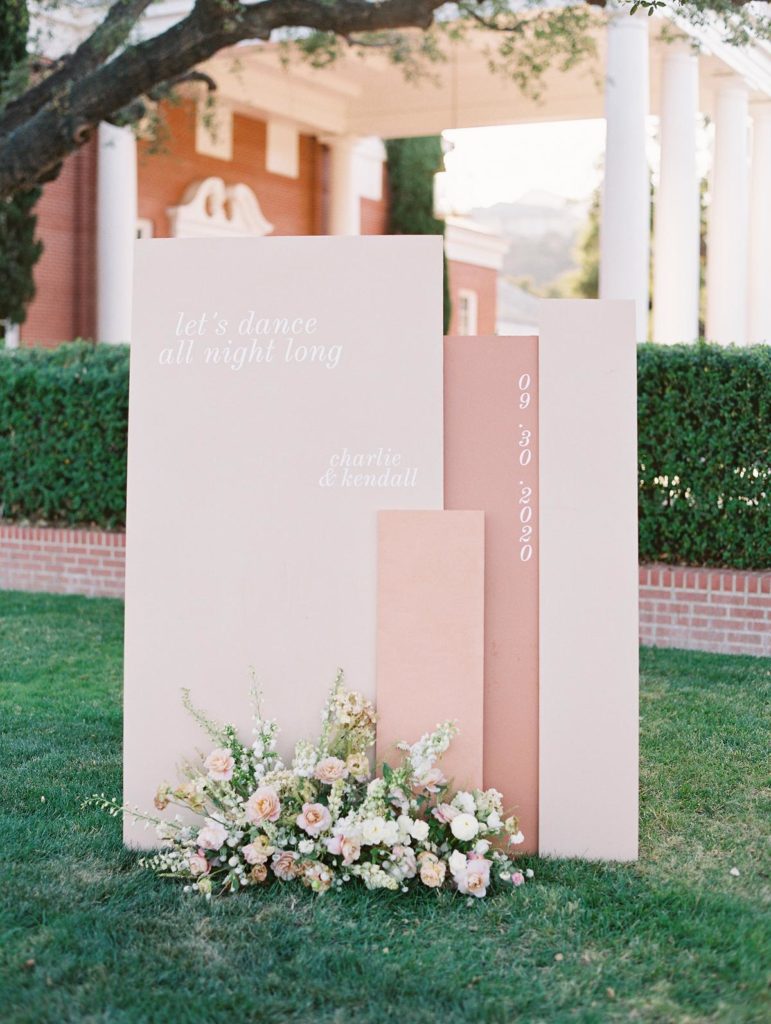 Standing signage wedding welcome sign with flowers