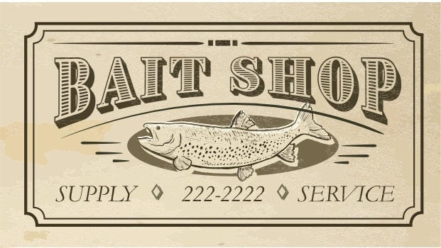 Vintage sign for a bait shop